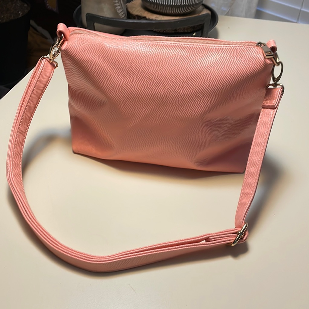 Pink Shoulder Bag, Adjustable Strap, 3 Interior Pockets